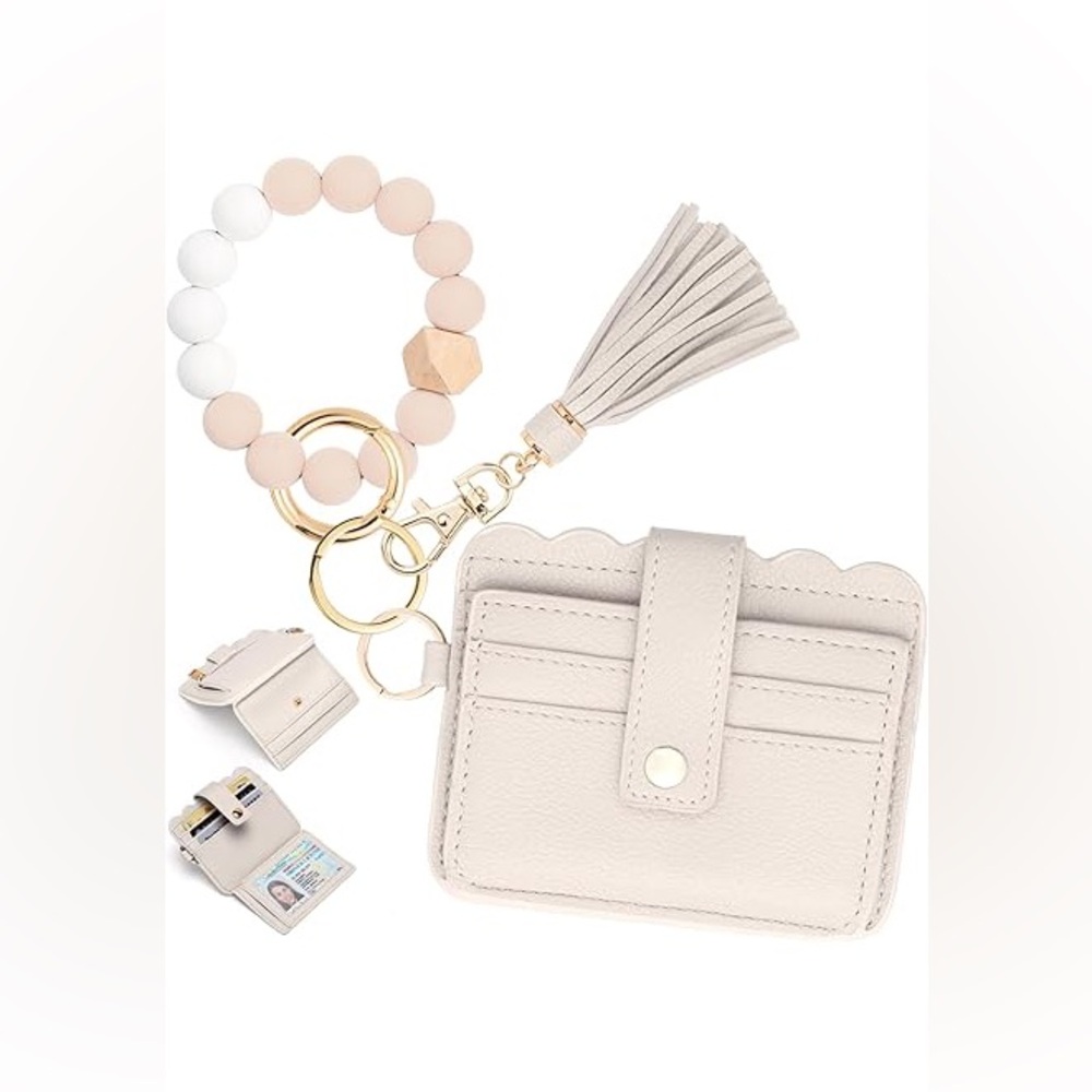 Cream Wristlet / keychain